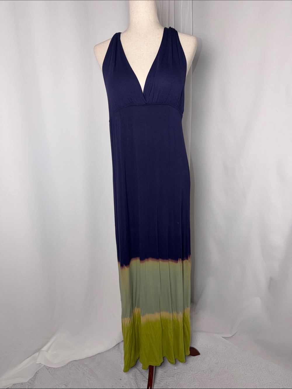 Julie's Closet Navy Blue Dip-Dye Ombre Maxi Dress Size L